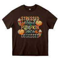 Chocolate Brown stressed blessed pumpkin spice obsessed Heavy Core Tee - CowGirlArtShop