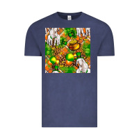 Vintage Denim St. Patrick's Goat Family With Balloons Seamless Vintage Tee - FaDigitalArtStudio