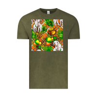 Vintage Olive St. Patrick's Goat Family With Balloons Seamless Vintage Tee - FaDigitalArtStudio