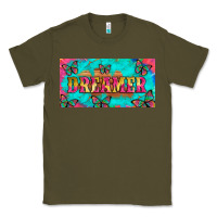 Army Green dreamer with butterfly and tie dye  licance  plate Classic Tee - Artiststas