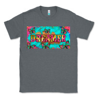 Charcoal Heather dreamer with butterfly and tie dye  licance  plate Classic Tee - Artiststas