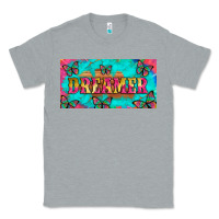 Heather Grey dreamer with butterfly and tie dye  licance  plate Classic Tee - Artiststas
