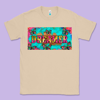 Dreamer With Butterfly And Tie Dye  Licance  Plate Classic Tee Designed By Artiststas
