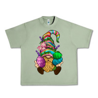 Oil Green Easter Holding Eggs Gnome Urban Heavy Tee - BundleAndBundleShop