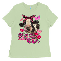 Matcha Valentine's Day shut up and kiss me Holstein Cow Ladies Tee - FaDigitalArtStudio