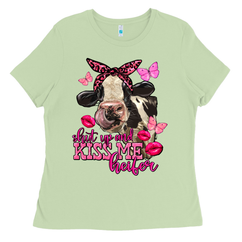 Valentine's Day Shut Up And Kiss Me Holstein Cow Ladies Tee by FaDigitalArtStudio | Teevron