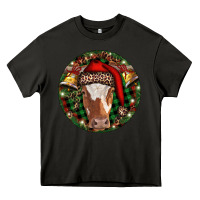 Asphalt Longhorn Cow Christmas Heavy Core Tee - RanaPortraitStore