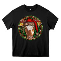 Black Longhorn Cow Christmas Heavy Core Tee - RanaPortraitStore