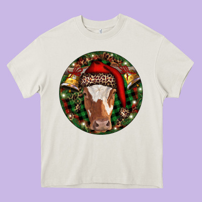 Longhorn Cow Christmas Heavy Core Tee Designed By Ranaportraitstore