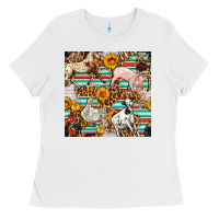 White Western Leopard Farm Animals Seamless Pattern Ladies Tee - FaDigitalArtStudio
