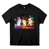 Black happy hallothanksmas unicorn Heavy Core Tee - CowGirlArtShop