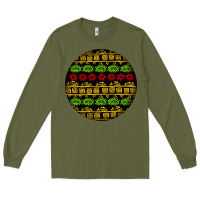 Army Green african masks round earrings Long Sleeve Tee - BundleAndBundleShop