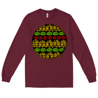 Burgundy african masks round earrings Long Sleeve Tee - BundleAndBundleShop