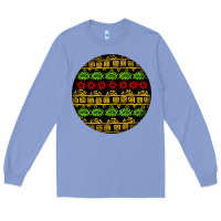 Colony Blue african masks round earrings Long Sleeve Tee - BundleAndBundleShop