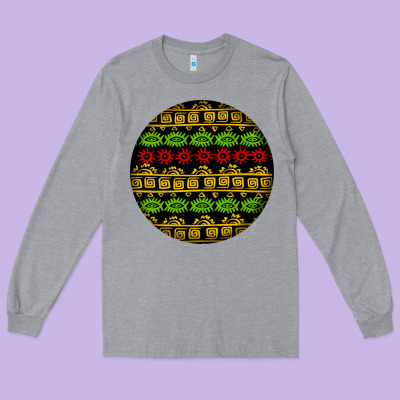 African Masks Round Earrings Long Sleeve Tee Designed By Bundleandbundleshop
