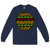 Navy african masks round earrings Long Sleeve Tee - BundleAndBundleShop