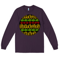 Plum african masks round earrings Long Sleeve Tee - BundleAndBundleShop