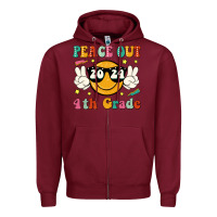 Burgundy peace out 2024 4th grade Zipper Hoodie - JahusDesignShop