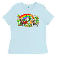 Baby Blue St. Patrick's Day Teacher Ladies Tee - OliviaCreatesArt