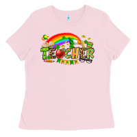 Bubblegum Pink St. Patrick's Day Teacher Ladies Tee - OliviaCreatesArt