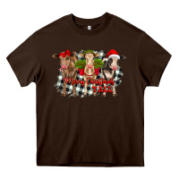 Chocolate Brown Merry Christmas Y'all Heifers Heavy Core Tee - RanaPortraitStore