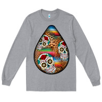 Heather Grey mexican teardrop  2 Long Sleeve Tee - BundleAndBundleShop