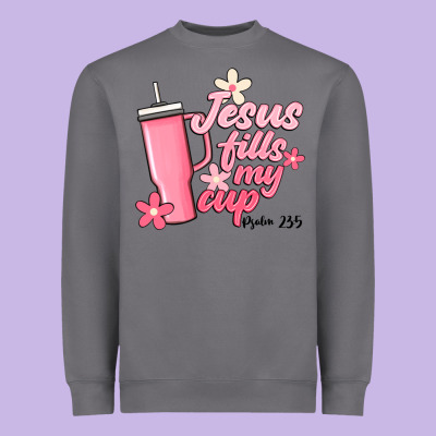 Jesus Fills My Cup Heavyweight Sweatshirt Designed By Jahusdesignshop