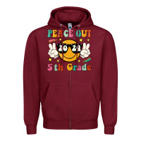 Burgundy peace out 2024 5th grade Zipper Hoodie - JahusDesignShop