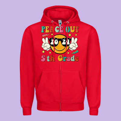 Peace Out 2024 5th Grade Zipper Hoodie Designed By Jahusdesignshop
