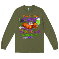 Army Green i care for the cutest pumpkins in the patch Long Sleeve Tee - BundleAndBundleShop