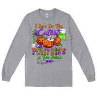 Heather Grey i care for the cutest pumpkins in the patch Long Sleeve Tee - BundleAndBundleShop