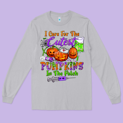 I Care For The Cutest Pumpkins In The Patch Long Sleeve Tee Designed By Bundleandbundleshop