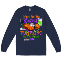 Navy i care for the cutest pumpkins in the patch Long Sleeve Tee - BundleAndBundleShop