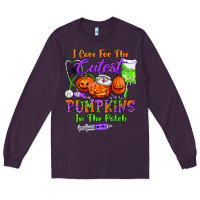 Plum i care for the cutest pumpkins in the patch Long Sleeve Tee - BundleAndBundleShop