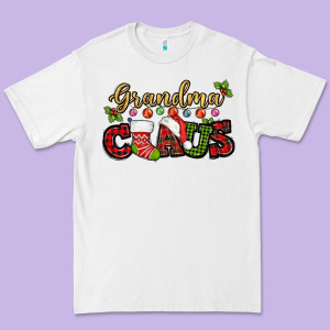 Grandma Claus With Christmas Gift Sock Mother's Premium Tee Designed By Howdyjamesfarm