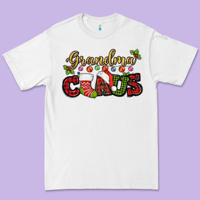 Grandma Claus With Christmas Gift Sock Mother's Premium Tee Designed By Howdyjamesfarm