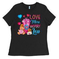 Black Love More Worry Less Valentines Day Cold Drink Ladies Tee - FaDigitalArtStudio