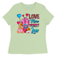 Matcha Love More Worry Less Valentines Day Cold Drink Ladies Tee - FaDigitalArtStudio