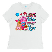 White Love More Worry Less Valentines Day Cold Drink Ladies Tee - FaDigitalArtStudio