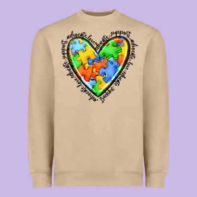 Autism Heart Heavyweight Sweatshirt Designed By Jahusdesignshop