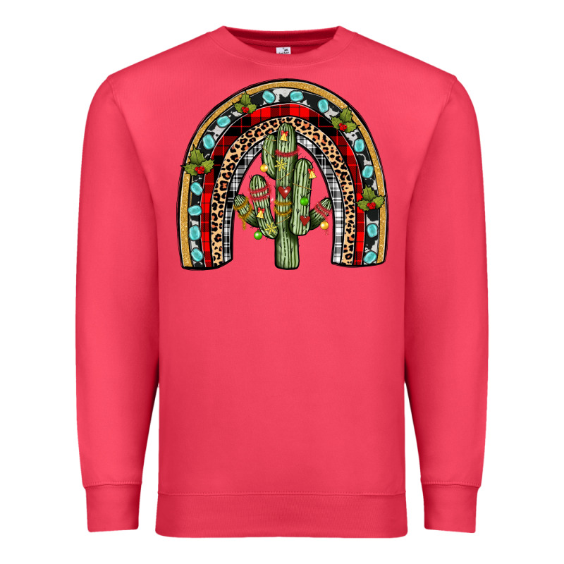Christmas Cactus Rainbow Premium Sweatshirt by JahusDesignShop | Teevron