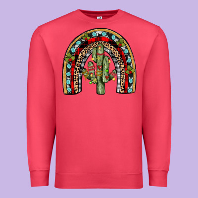 Christmas Cactus Rainbow Premium Sweatshirt Designed By Jahusdesignshop