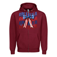 Burgundy america ribbon Zipper Hoodie - JahusDesignShop