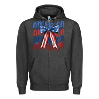 Charcoal Heather america ribbon Zipper Hoodie - JahusDesignShop
