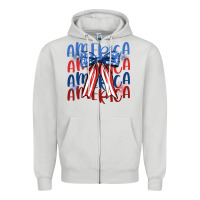 Dove Grey america ribbon Zipper Hoodie - JahusDesignShop