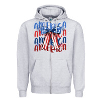 Heather Grey america ribbon Zipper Hoodie - JahusDesignShop