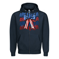 Navy america ribbon Zipper Hoodie - JahusDesignShop