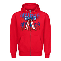 Red america ribbon Zipper Hoodie - JahusDesignShop