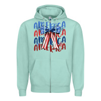 Seafoam america ribbon Zipper Hoodie - JahusDesignShop