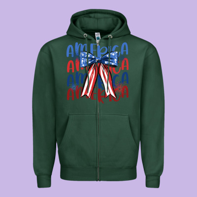 America Ribbon Zipper Hoodie Designed By Jahusdesignshop